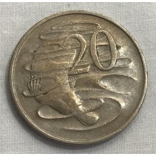 AUSTRALIA 1969 . TWENTY 20 CENTS COIN . PLATYPUS